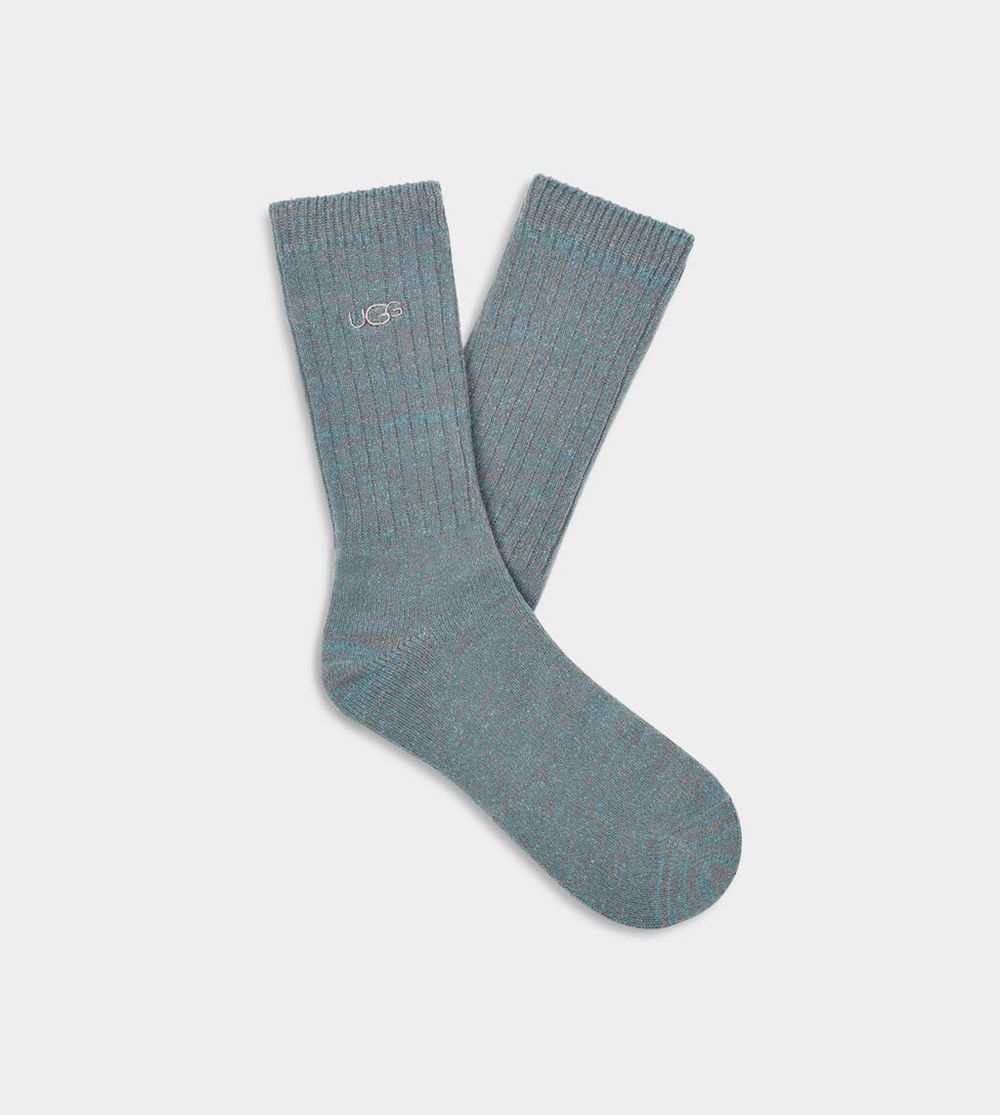 Ugg Trey Rib Knit Slouchy Crew - Mens Socks - Blue - NZ (6254KHSIJ)